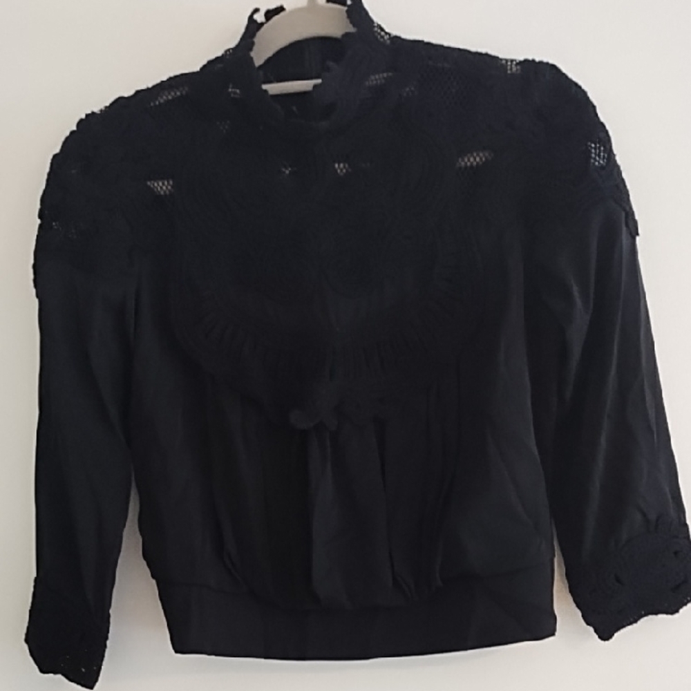 Vivienne Tam Black Lace Blouse All Silk